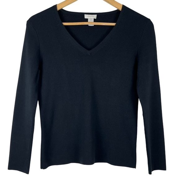 Chico’s Silk Blend V-Neck Sweater Black Size 0 (S) 54% Silk - Picture 2 of 9